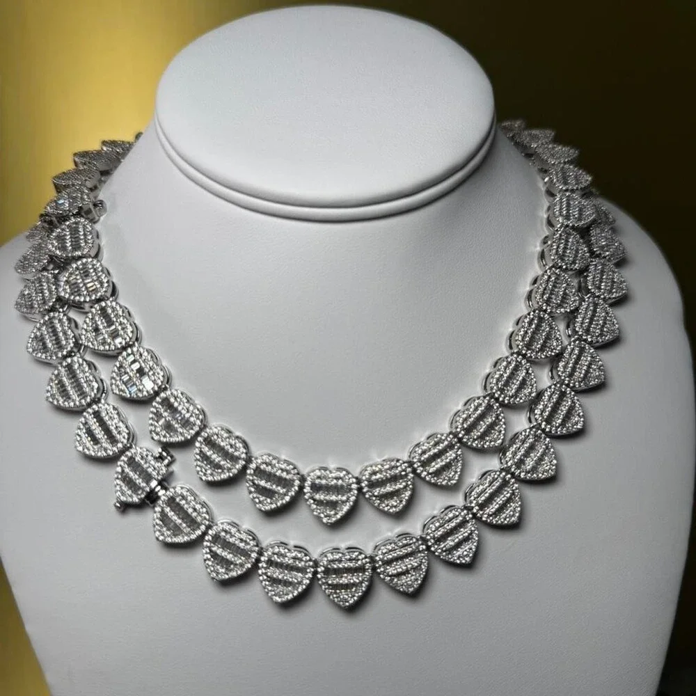Iced Out Heart Necklace 16 Inch 4 Ea 4